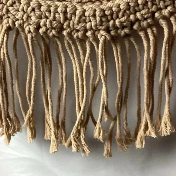 UNBRANDED MACRAMÉ PURSE DOUBLE STRAP VEGAN LEATHER STRAPS FRINGE CLEAN - Picture 4 of 10